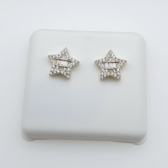 14K Gold Plated Cubic Zircon Earrings, INUS1BR147 - Picture 1 of 9